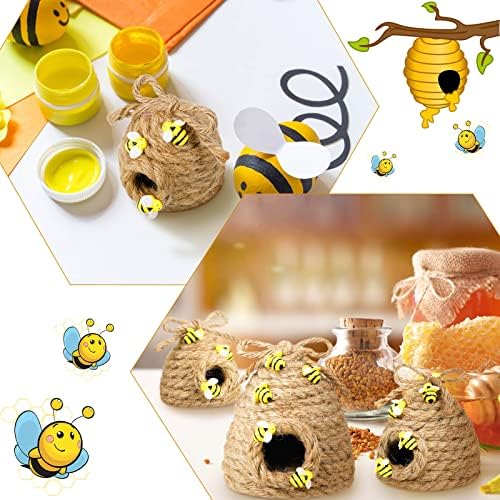 3 peças Bee Hive Decor Decoração de abelha de abelha decoração de bandeja de verão SMERNO Bumble Decorações de abelhas Mini Juta de juta Decoração de cozinha da fazenda para a mesa de mesa