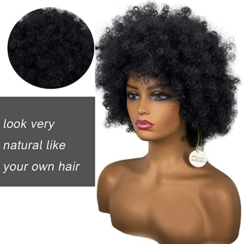 MIMISERVICE 70S Afro Wig para mulheres, curtas perucas sintéticas curtas e macios