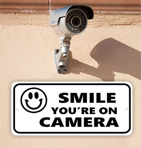 Mysigncraft sorri sua camera 4 x 9 placa de segurança de alumínio com rosto smiley