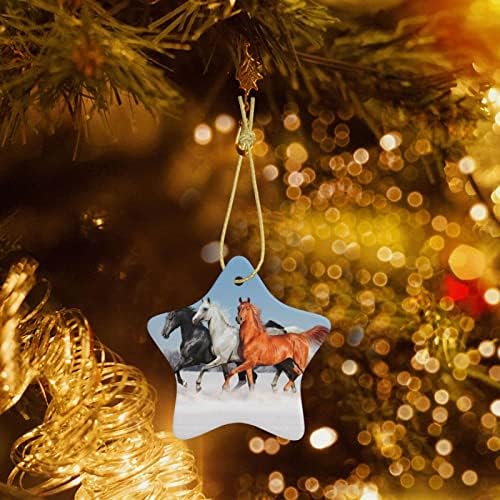 Pretty Horses 2022 Christmas Ceramic Pinging para decorar a árvore de Natal