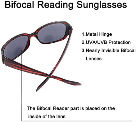 Óculos de sol bifocais hykaada para mulheres, 2 pacote de proteção UV leitores vintage lendo óculos
