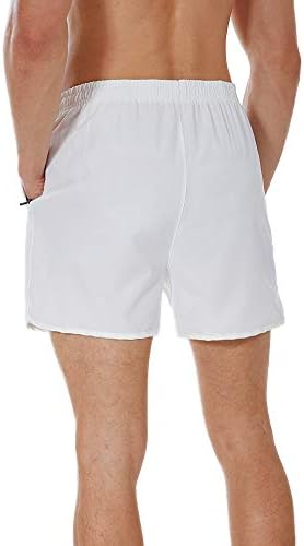 Shorts de treino masculinos de seda de seda estiram shorts de corrida rápida seca shorts de verão com zíper com bolsos