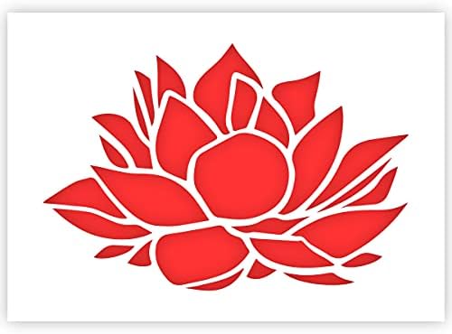 Estêncil de flor QBix - Lotus Flower - A5 - Kids reutilizáveis ​​amigáveis ​​estêncil DIY para pintura, cozimento,