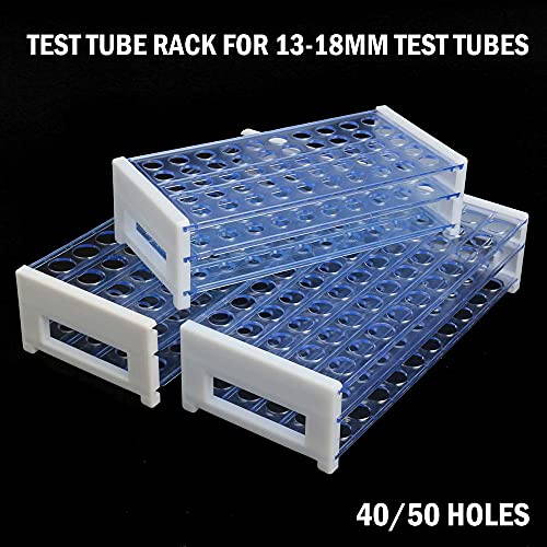 Rack de tubo de teste de plástico transparente para tubos de 13/16/18 mm, detém 50/40, destacável ， Número marcado, suprimentos de armazenamento de armazenamento do suporte para tubos