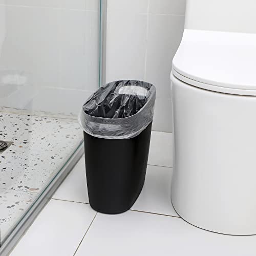 Lixo pequeno de plástico com alças de 3,2 galões de lixo lixo lixo lixo estreito recipiente de lixo para escritórios, cozinhas, banheiros, dormitórios - 2 pacote preto