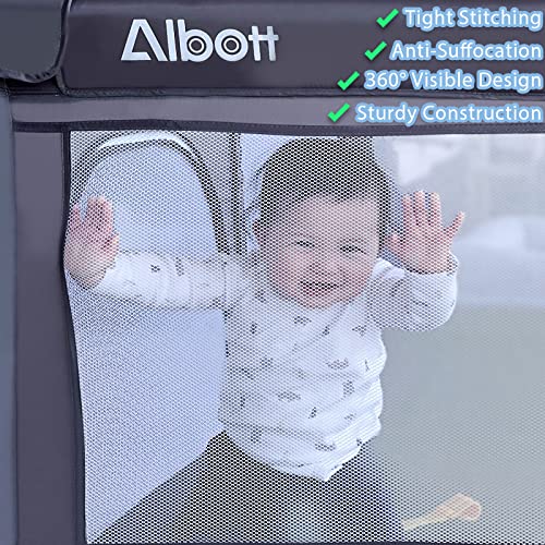 Albott Playpen de bebê portátil para bebês e crianças pequenas, 52 x52 playards de bebês com bolas de poço de 50pc,