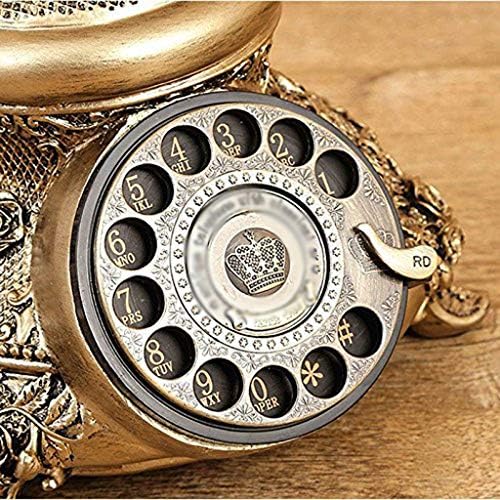 Telefone uxzdx cujux telefone antigo ， resina imitação de cobre estilo vintage rotary retro antiquado dial rotativo e telefone