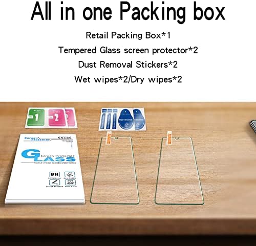 Katin [2-Pack] projetado para o protetor de tela de vidro temperado Samsung Galaxy S22 5g, [não é adequado para S22 Ultra], suporta o leitor de impressão digital, anti-scratch, bolhas sem bolhas, dureza 9H, amigável para casos