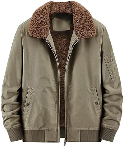 Jaquetas ladeadas de lã de inverno para homens casuais casuais com casaco de bombardeiro extremamente macio sherpa casaco de carga longa de manga longa Outwear