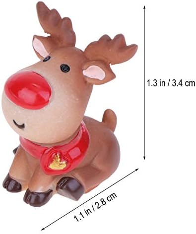 Cabilock 5 PCs Christmas Mini renas estátua de estátua desenho animado Antler veado Elk Padrão estatueta Bolo de animais Topper Ornamentos decorativos para crianças