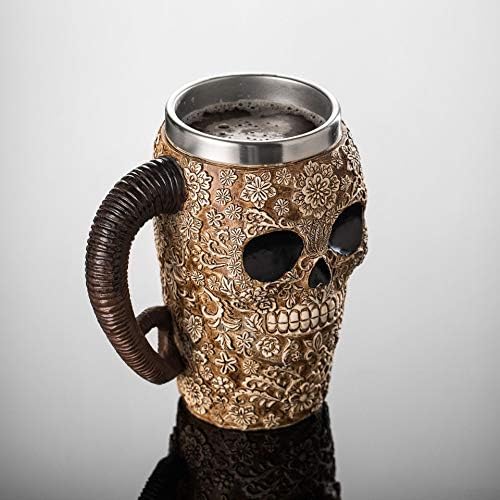 3D Horn Skull Beer Canecas Retro resina retro Stayless Aço medieval Caleton Tankard Cop de café para cerveja Halloween natal