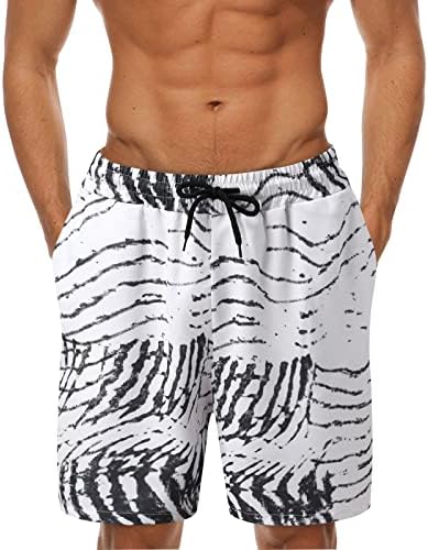 Mens Board shorts 7 polegadas Useam Rápida de cintura elástica de praia de praia Tropical Tropical Prind Swarding Suits com bolsos