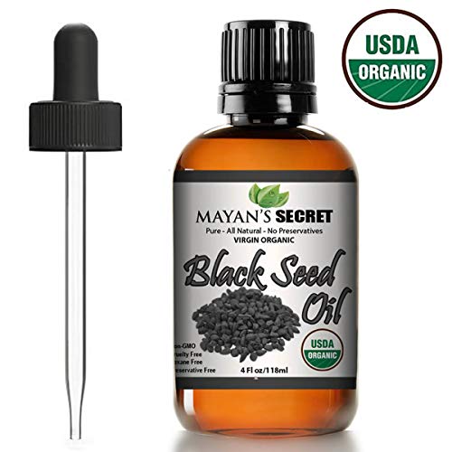 Mayan's Secret - 4oz de óleo preto com cominho preto 4 oz Certificado Organic USDA -Nigella sativa pressionada a frio, virgem,