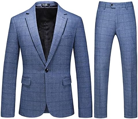 Tweed Tweed Slim Fit Slim Fit 2 peças Ternos casuais para homens um botão Tuxedo Suits Conjunto （Blazer Jacket & Calça Conjunto）