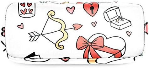 Ícons do dia de valentino doodled 84x55in Saco de caneta para lápis de couro com bolsa de armazenamento de papelaria dupla com zíper para escritórios escolares meninos meninos meninos