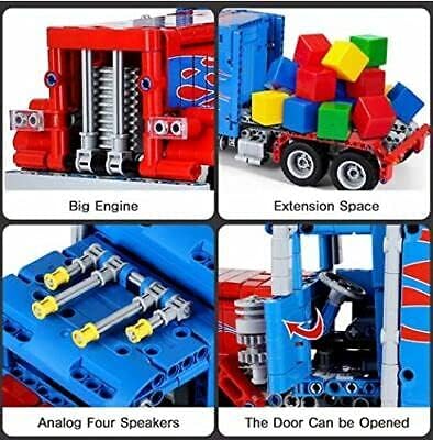 Controle remoto de veículo semi -caminhão do general Jim Tijolos de brinquedos de bloco de brinquedos de brinquedos com detalhes