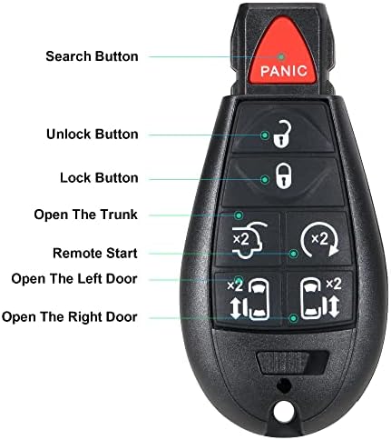 Ajuste do FOB Smart Key Remote Smart Remote para Chrysler Town and Country 2008-, Dodge Grand Caravan 2008-2020,