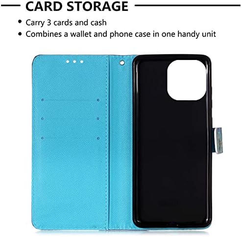 Cotdin para compatível com o couro da carteira do iPhone 13 com suporte de cartão e kickstand 3D Painted Effect Design Flip Tele