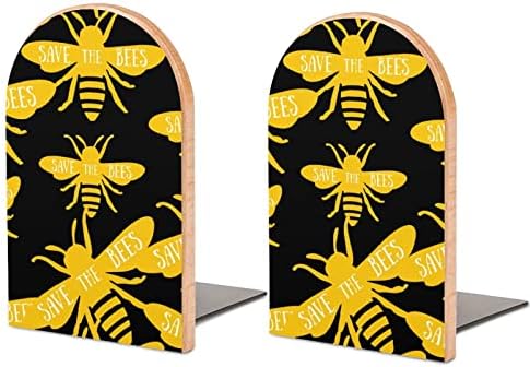 Salve as abelhas Wood Livros -suportes de livros pesados ​​para prateleiras