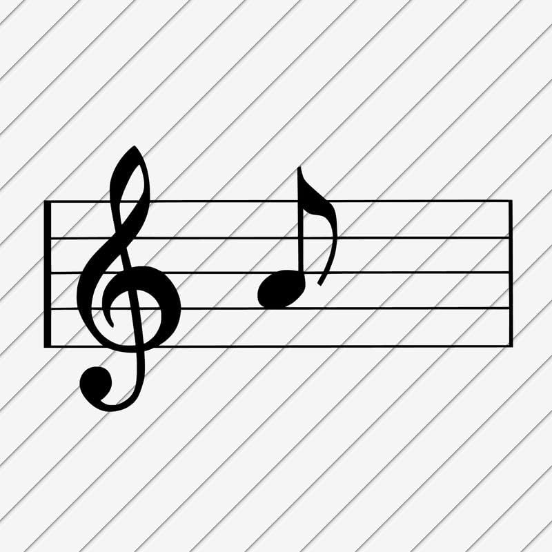 Notas Decalques da parede Adesivos de vinil | Notação musical Música Treble Musician Silhouette | Quarto da cozinha em casa | Tumbler