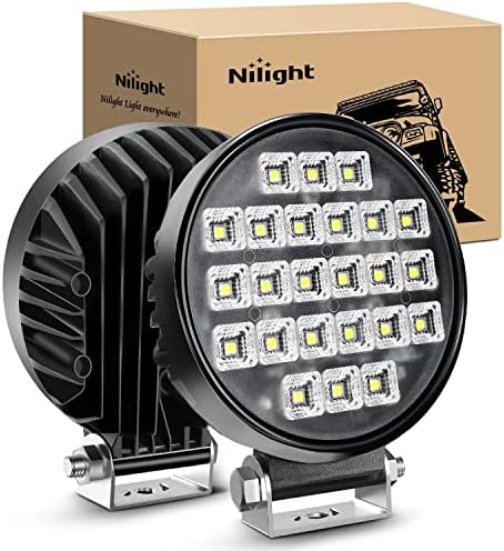 Nilight 4,3 polegadas Utilitário Round Utility Light Light com interruptor de alternância integrado, 2pcs 72w 5760lm