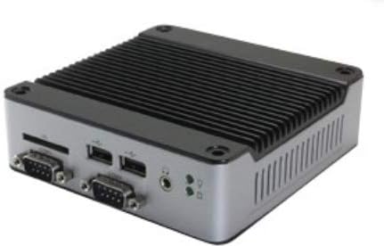 Mini Box PC EB-3360-L2221C2P Suporte a saída VGA, porta RS-422 x 1, porta RS-232 x 2, porta MPCIE x 1 e energia automática ligada.