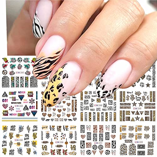 Adesivos de arte prejudicial de estampa de leopardo decalques de sugestões de unhas de verão frias Decorações de unhas adesivas