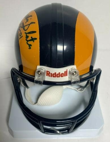 Jackie Slater assinou o mini -helmet de Los Angeles Rams Hof 01 PSA 4A36281 - Mini capacetes autografados da NFL