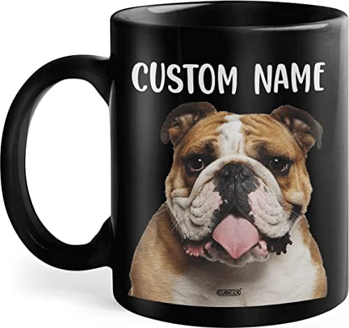 Canecas de café personalizadas cubicer nome de bulldog de xícaras de cerâmica preta xícara grande xícara de viagem