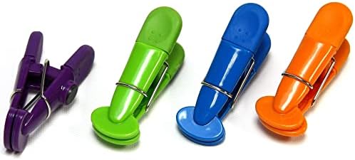 Chef Craft Selecione o conjunto de clipes magnéticos de plástico, 7 polegadas 4 peças, roxo/laranja/verde/azul