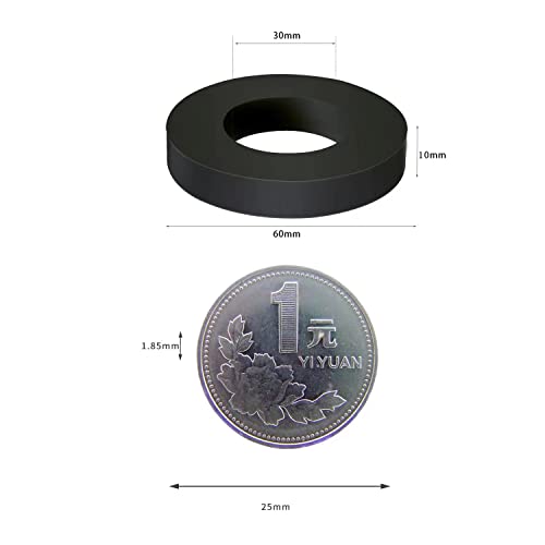 Ímã de anel de ferrita lmcmmag - od2.35 x id1.25 x 10mm, ímãs cerâmicos de serviço pesado de grau 12 para ciência da indústria, artesanato e hobbies - 2pcs