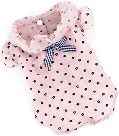 Paiful cão pequeno floral algodão camisa de algodão primavera puppy roupas de cachorro macio de gatos confortáveis, rosa,