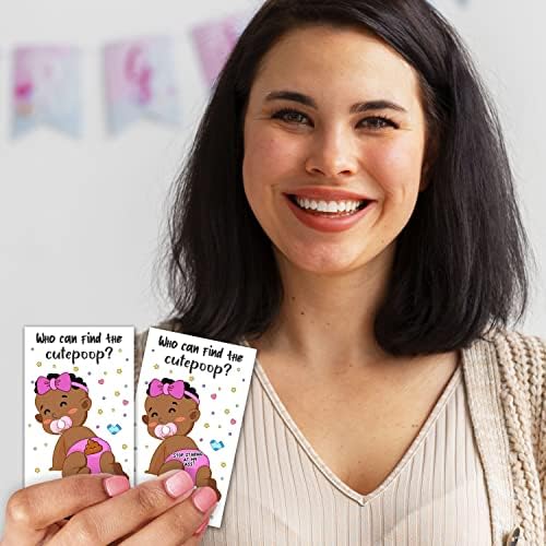 40 Charp Baby Scritch Off Cartões de jogo, garotas afro -americanas cocô de cocô de bilhetes de loteria jogos de festa de chá de bebê