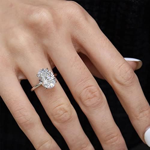 Effinny 925 Sterling Silver 18K anel de noivado de ouro 3,5 quilates oval Cut Lab cultivado simulado Diamond Promise Anel
