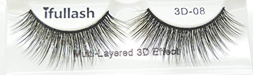 3D-08, 6 pares ou 12 pares Ifullash Faux Mink 3D Efeito cílios em várias camadas