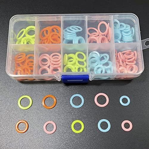 240pcs redondo anéis de costura redonda rings de crochê de plástico marcadores de ponto de bloqueio com 10 acessórios de costura de caixa de armazenamento de grade