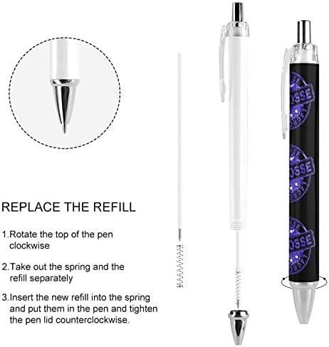 Caneta esferográfica de vedação de carimbo de lacrosse caneta retrátil de ponto fino barril redondo preto para notebook