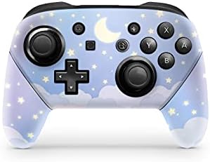 Design brega nuvens azuis pele para nintendo switch controlador pro, adesivos de lua pastel vinil 3m adesivos de cobertura