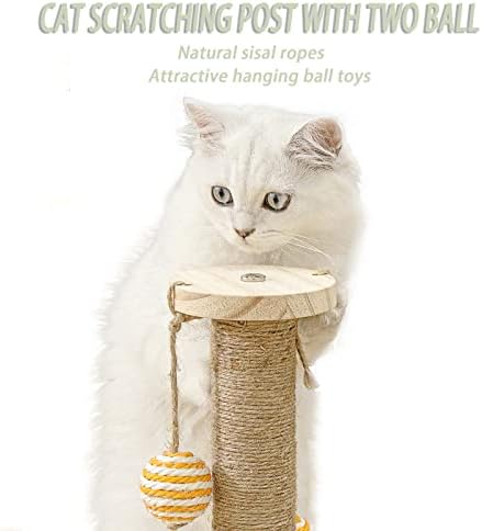 Postagem de arranhões de gato yiotl com faixas giratórias de gato de duas camadas girando bolas de gatinho brinquedo de arranhão