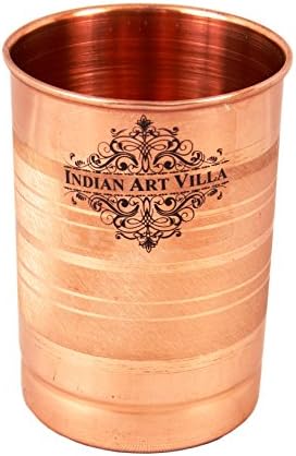 Indian Art Villa feita à mão pura de cobre copo de vidro 10 oz.