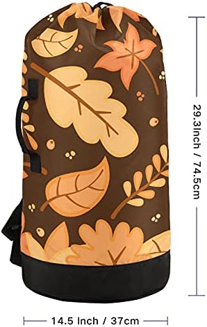 Folhas de outono Bolsa de Ação de Graças com alças de ombro de lavanderia Backpack Saco de tração Fechamento de empurramento