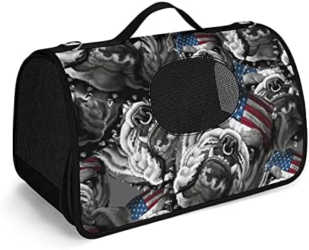 American Flag Bulldog Pet Pet Campo Puppy Smão de bolsa carregando bolsa para viagens ao ar livre Compra