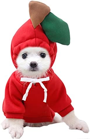 Roupas de estimação de maçã xiaoyu, capuz de fruta de cachorro de Natal, suéter de lã para trajes de cosplay de halloween figurin