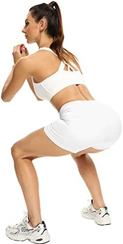 Shorts de motoqueiros de cintura alta mippo para mulheres shorts de ioga com 2 bolsos laterais para mulheres que executam shorts