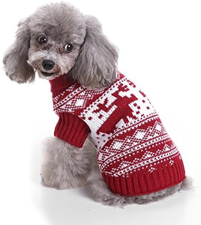 Camisão de gato de Natal Yolsun suéter de ano novo para rena de cães Snowflake Argyle Winter Natal malha suéter