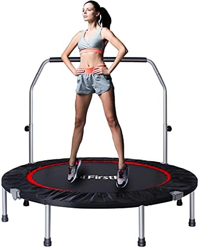 Primeiro trampolim de fitness de 50 para adultos, trampolim do exercício dobrável com 5 níveis de espuma ajustável, trampolim