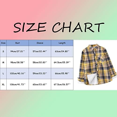Balakie Womens Plaid Flannel camisa camisa Sherpa Fleece Button Filed Down Down Ficken Flannel Jacket Tops de queda para mulheres