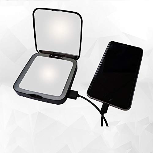 Raxinbang Cosmético Mirro Led liderado dobrando Black ABS 3500mAh USB Charging PO Mirror Charge/Charge Treasure