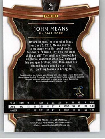 2020 Select Baseball 53 John significa Baltimore Orioles Official MLBPA Licenciado Cartão de negociação Feito por