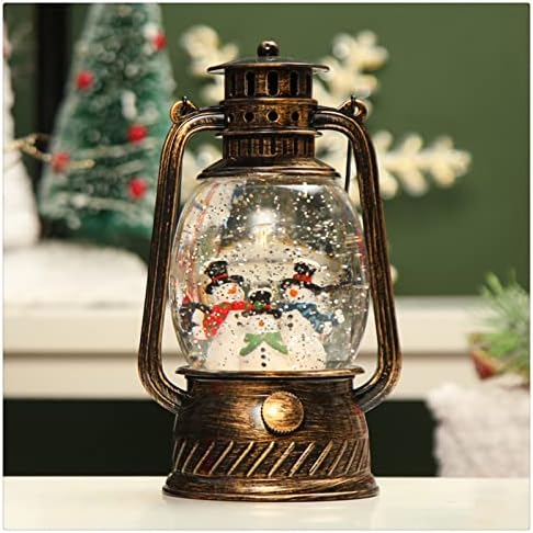 Yehei Christmas Snow Globe com 8 música, lanterna de cantor e água iluminada, lanterna pendurada no estilo vintage para decorações de Natal, um